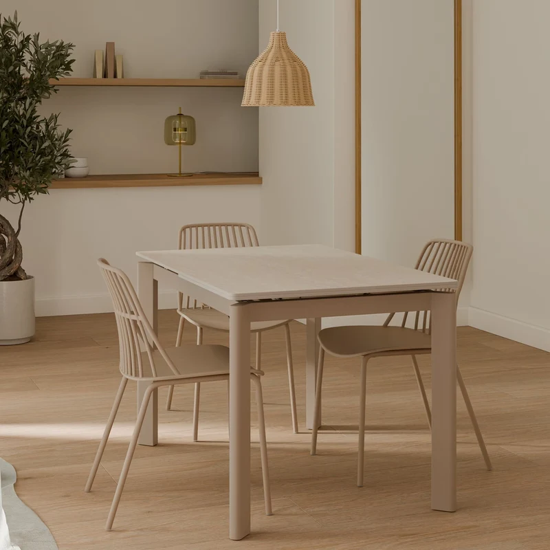 Mesa de comedor Constance travertino y beige 120 cm