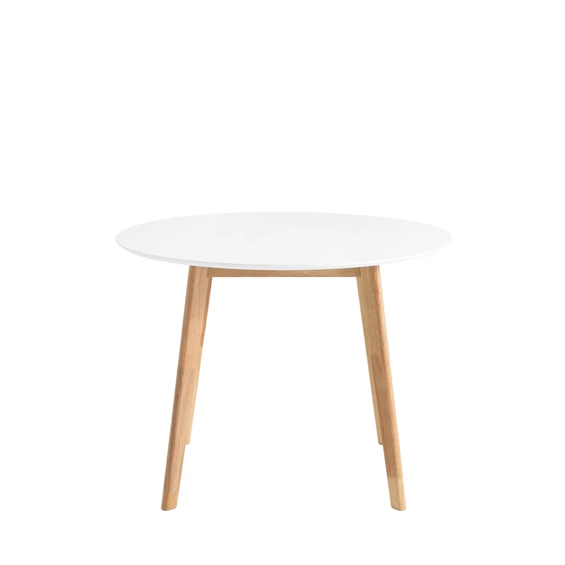 Mesa de comedor Monna blanco y roble Ø 100 cm redonda fija
