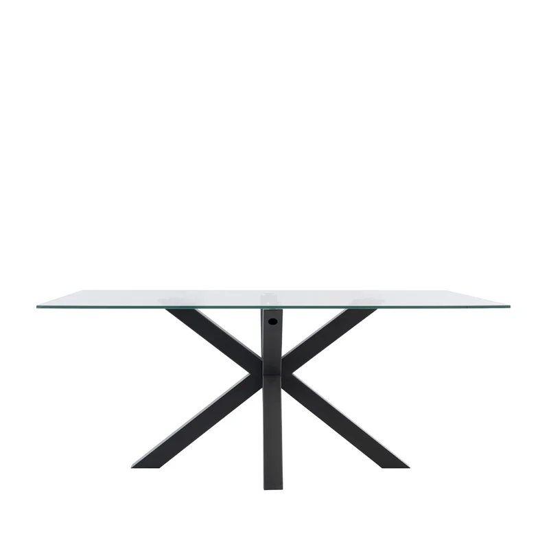 Mesa de comedor Demi cristal con patas negras 160 cm
