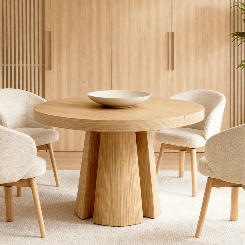 Mesa de comedor Marcella roble Ø 100 cm redonda extensible