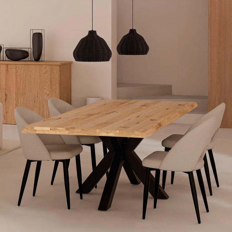 Mesa de comedor Grace natural y negro 180 cm