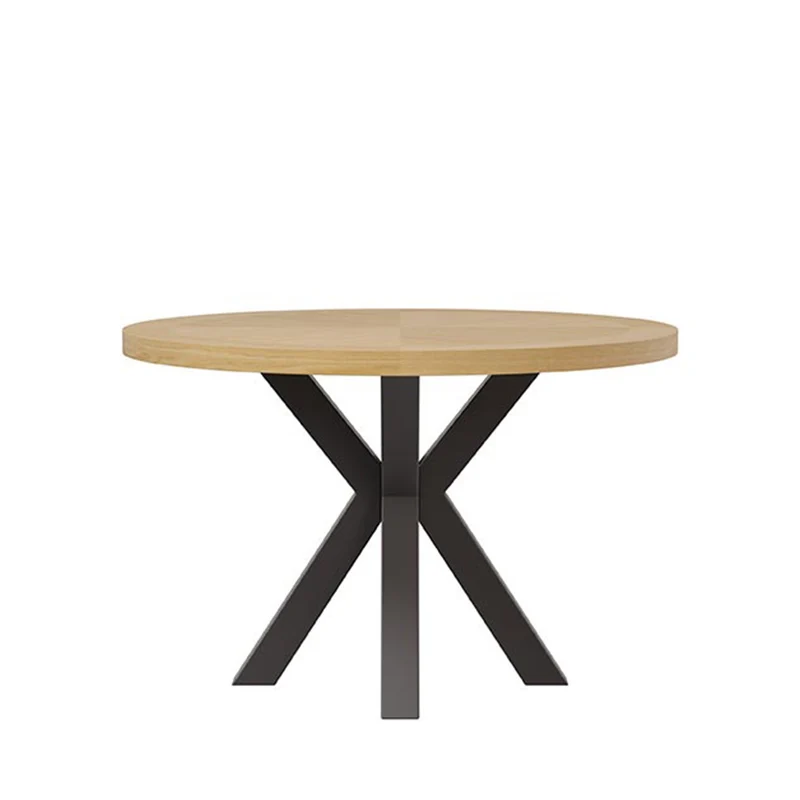 Mesa de comedor Beverly roble y negro Ø 120 cm redonda fija