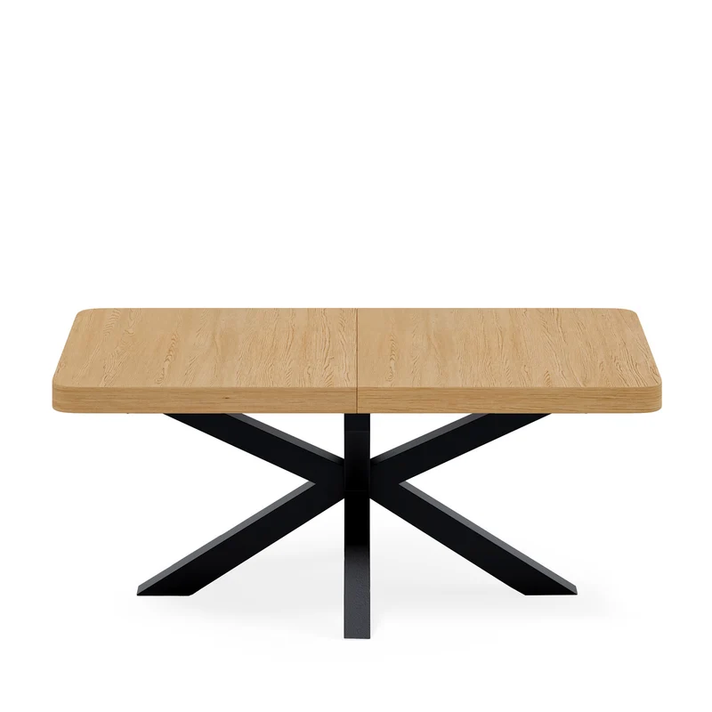 Mesa de comedor Gladys roble y negro 160 cm rectangular extensible