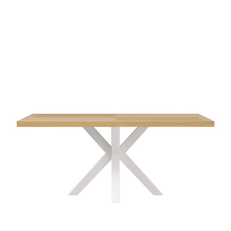 Mesa de comedor Elaine roble y blanco 200 × 100 cm fija