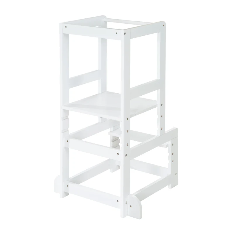 Lernturm weiß, sicherer Tritthocker für Kinder, ideal als Küchenhelfer, bis 80 kg belastbar