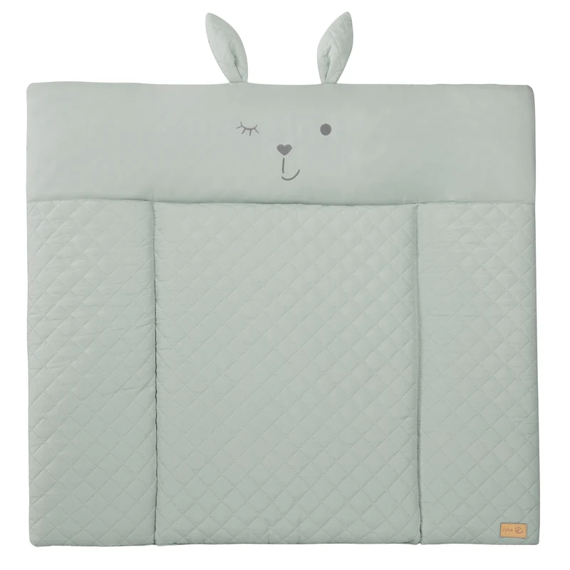 Wickelauflage soft 'roba Style' 85x75 cm, abwischbar, in frosty green, mit Hasengesicht „Lily“