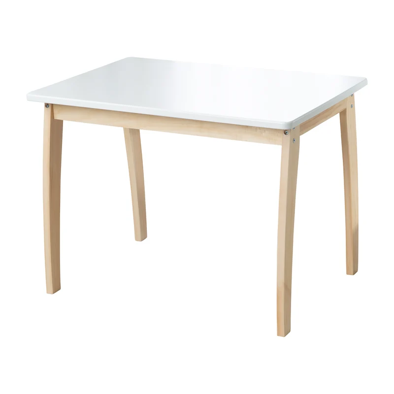 Kindertisch aus Massivholz & MDF, Tischplatte weiß lackiert, HxBxT: 56 x 76 x 52 cm