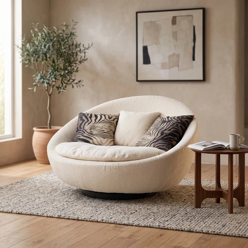 Ovetto Round Egg-Shaped Swivel Lounge Sofa Chair