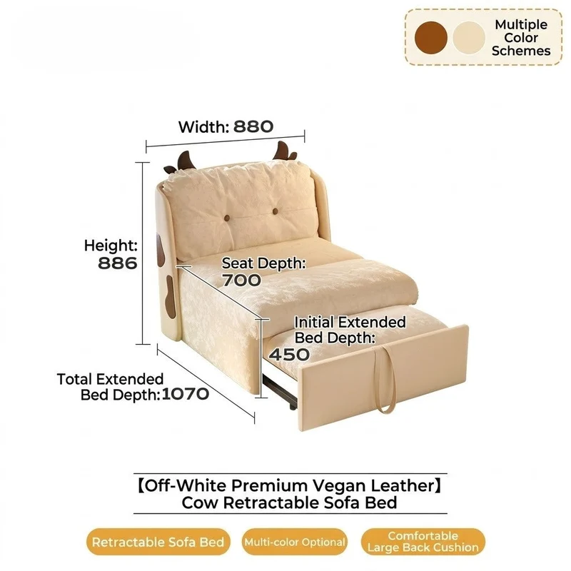 DairyDream Cute Tufted Convertible Lounge Sofa Bed