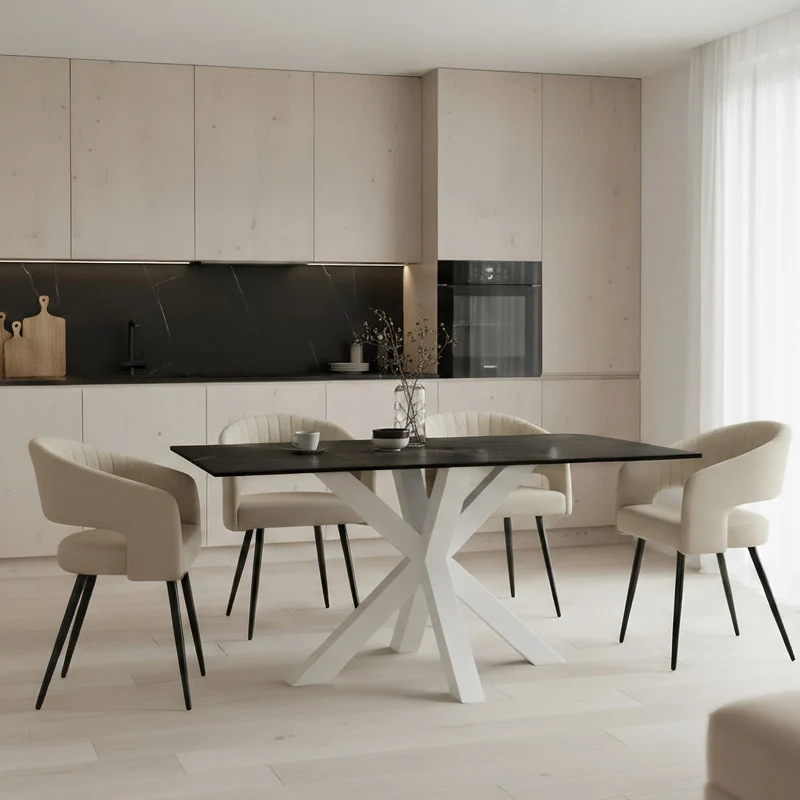 Mesa de comedor Joyce Sahara y blanco 140 cm