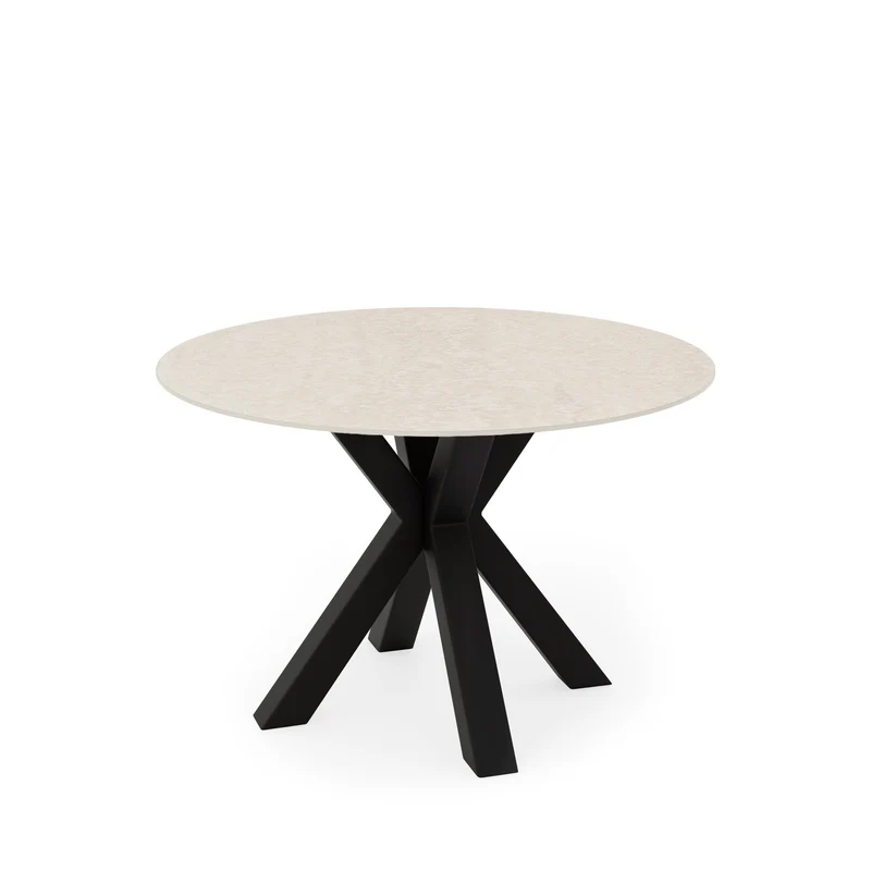 Mesa de comedor Fiorella travertino y negro Ø 120 cm redonda