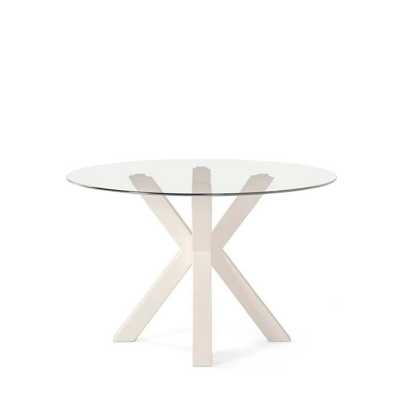 Mesa de comedor Jade cristal y beige Ø 120 cm redonda fija
