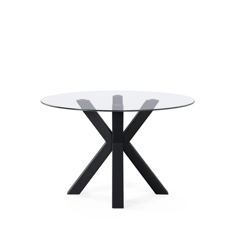 Mesa de comedor Jade cristal y negro Ø 120 cm redonda fija