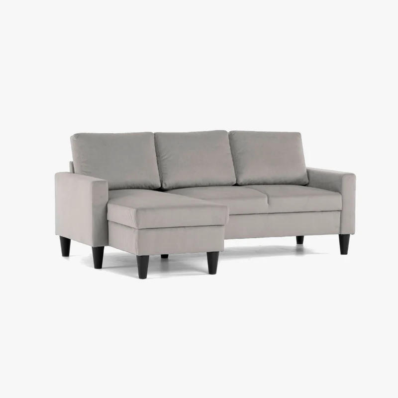 Sofá Compacto 3 Lugares com Chaise Longue Reversível MALEK