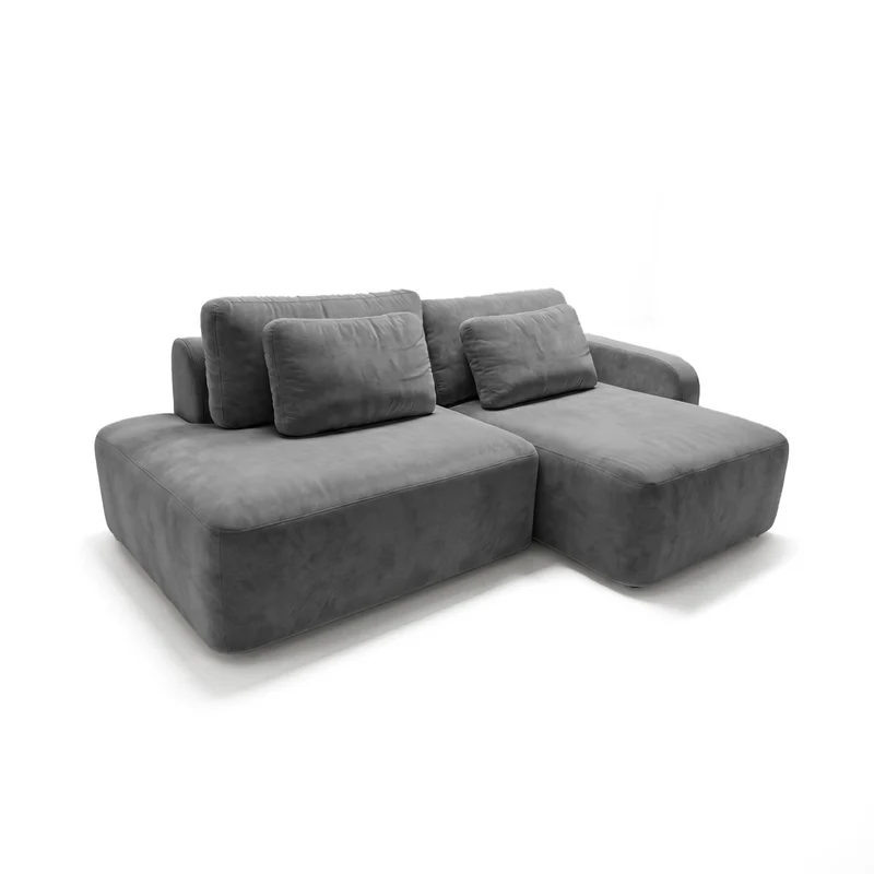 Sofá 2 cuerpos Portillo Con Pouf Izquierdo Tela Gris oscuro - 2.55m a Confección