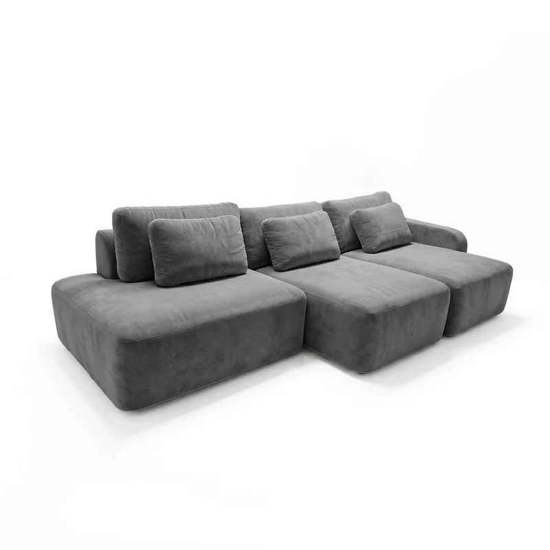 Sofá 3 cuerpos Portillo Con Pouf Izquierdo Tela Gris oscuro - 3.25m a Confección
