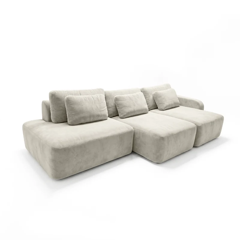 Sofá 3 cuerpos Portillo Con Pouf Izquierdo Tela Beige - 3.25m a Confección