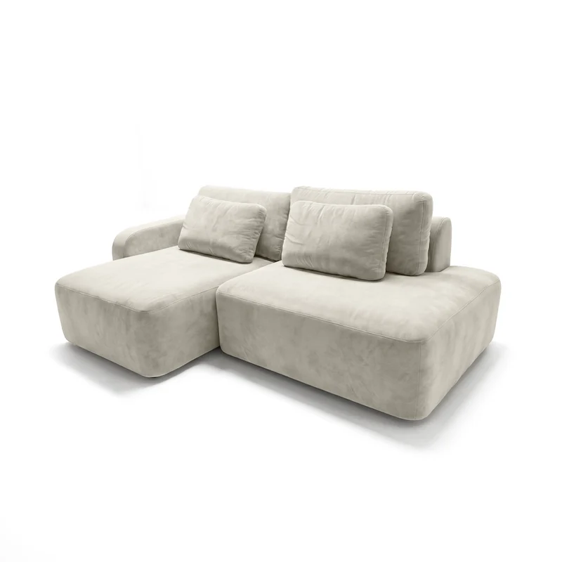 Sofá 2 cuerpos Portillo Con Pouf Derecho Tela Beige - 2.15m a Confección