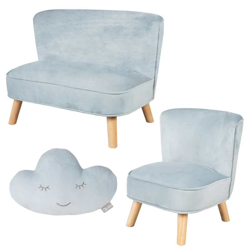 Bundle 'Lil Sofa' enthält Kindersofa, Kindersessel & Dekokissen Wolke in hellblau/sky