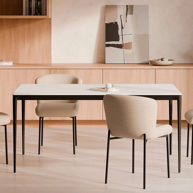 Mesa de comedor Arya Creta y negro 140 cm rectangular