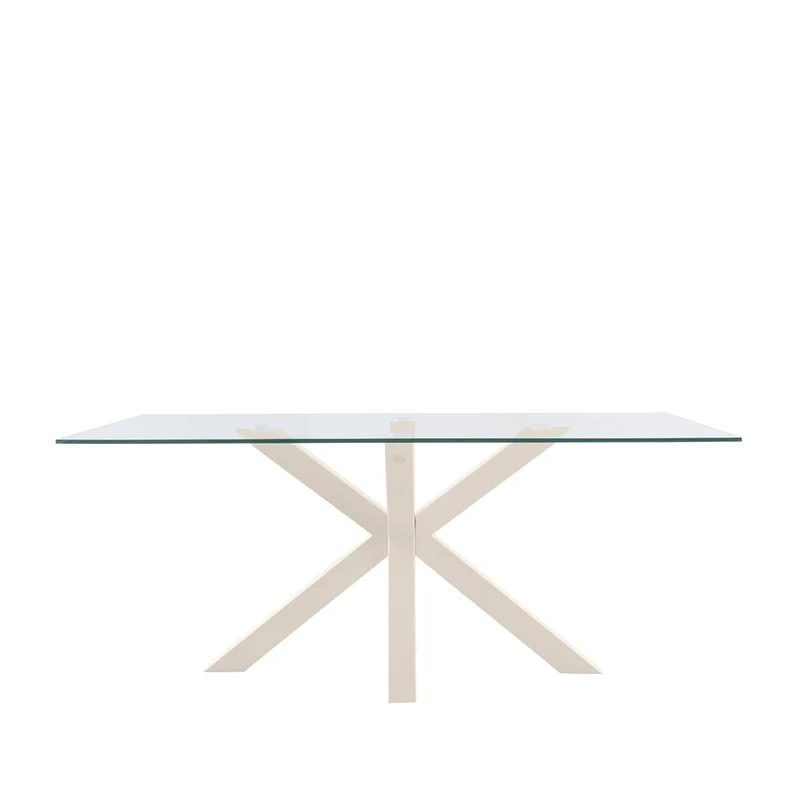 Mesa de comedor Demi cristal con patas beige 180 cm