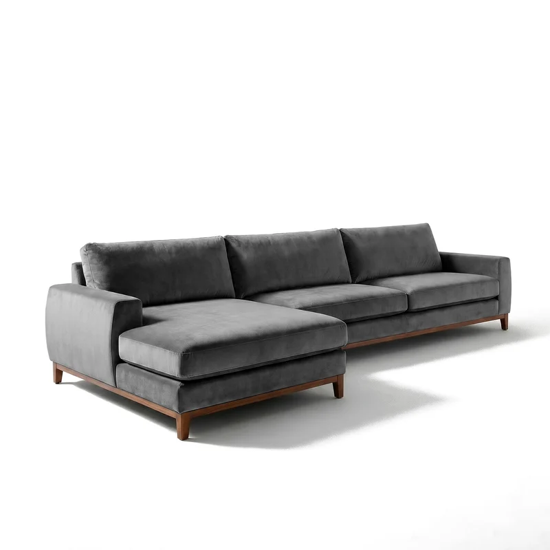 Sofá Seccional 3 Cuerpos Adesso con Chaise Longue Izquierdo Tela Gris Oscuro - 2.70m a Confección