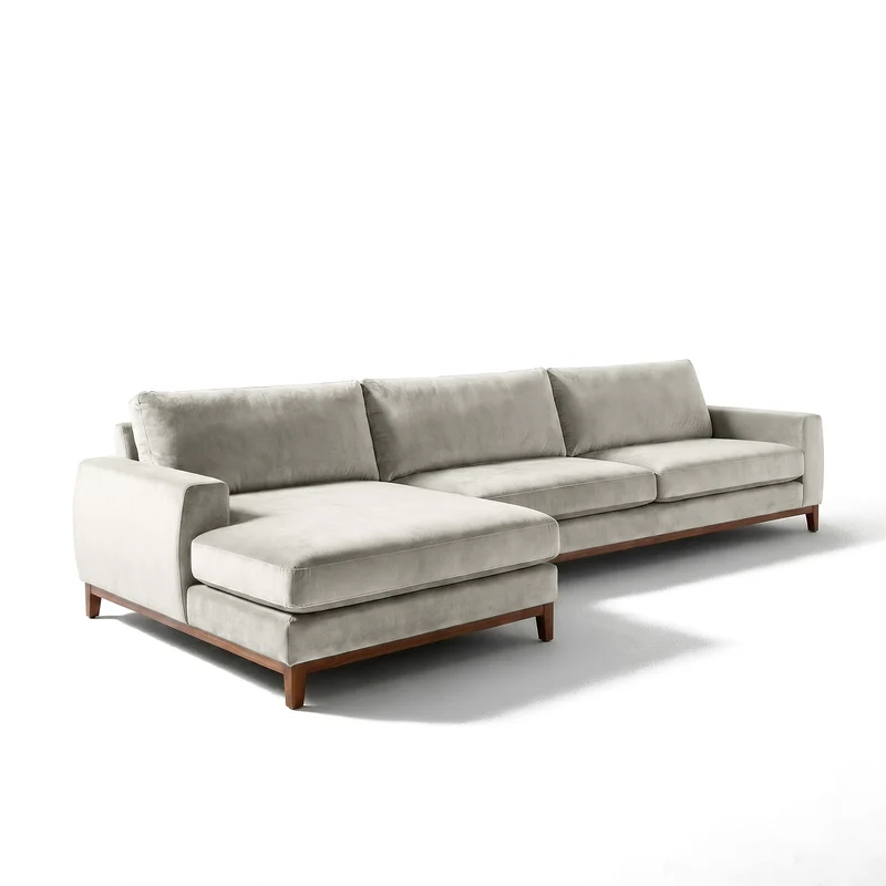 Sofá Seccional 3 Cuerpos Adesso con Chaise Longue Izquierdo Tela Beige - 2.70m a Confección