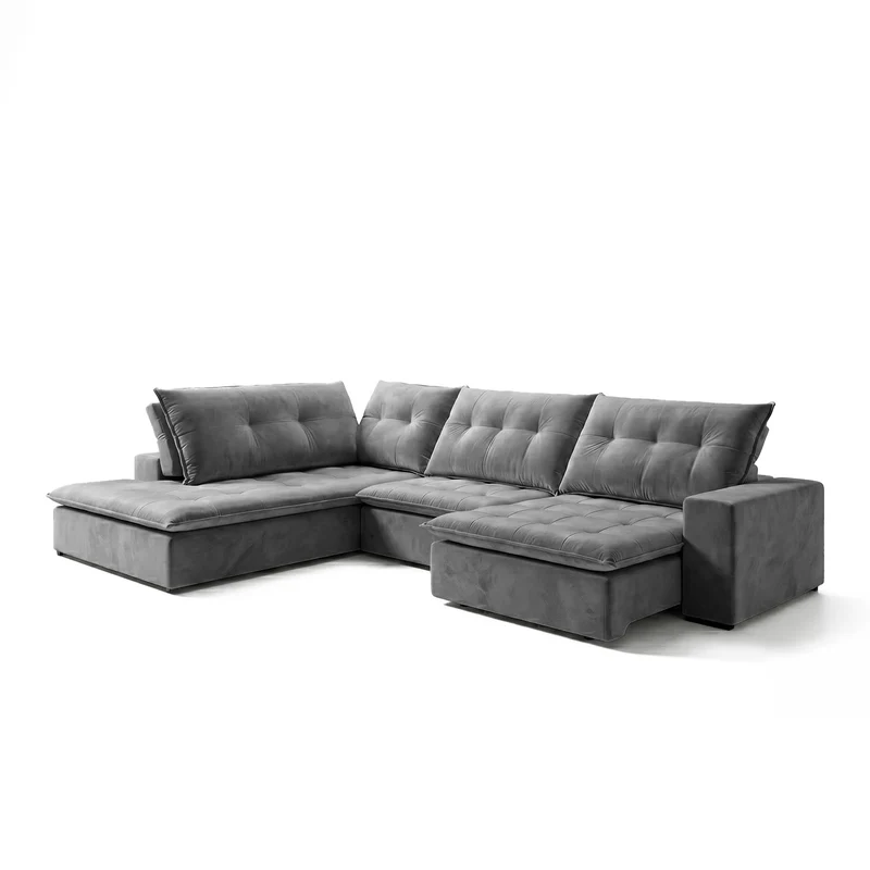 Sofá 3 Cuerpos Sidney con Chaise Izquierdo Gris Oscuro - 2.60 x 1.88m a Confección