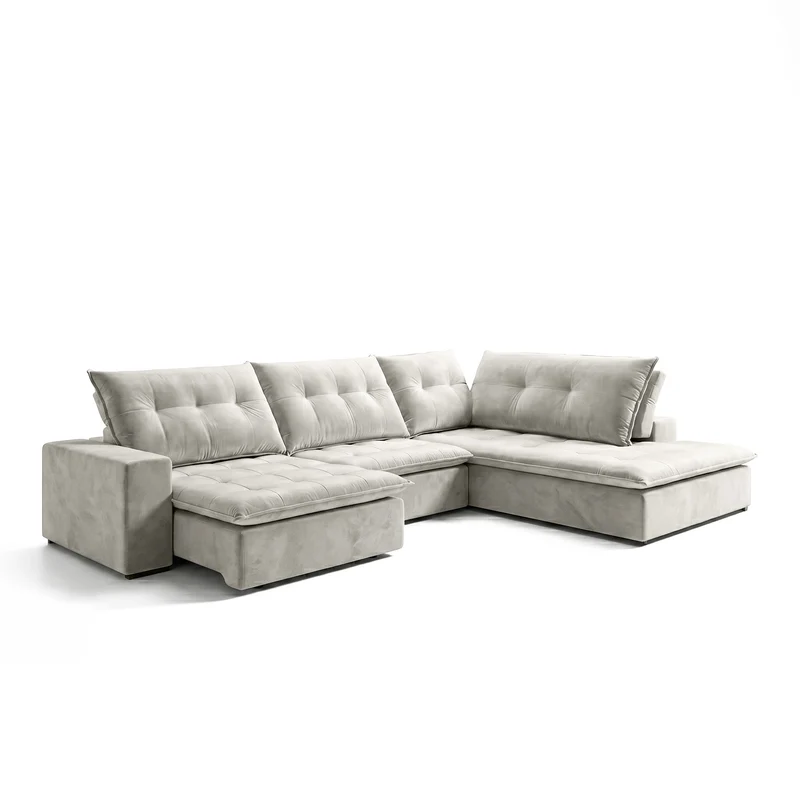 Sofá 3 Cuerpos Sidney con Chaise Derecho Tela Beige - 2.80 x 1.98m a Confección