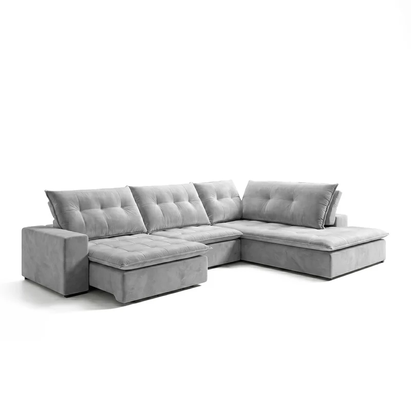 Sofá 3 Cuerpos Sidney con Chaise Derecho Gris Claro - 2.60 x 1.88m a Confección
