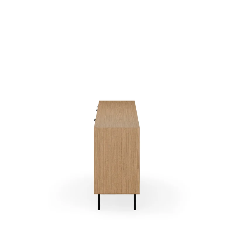 Aparador Tulsa roble 200 cm con patas metálicas, 3 puertas y 3 cajones