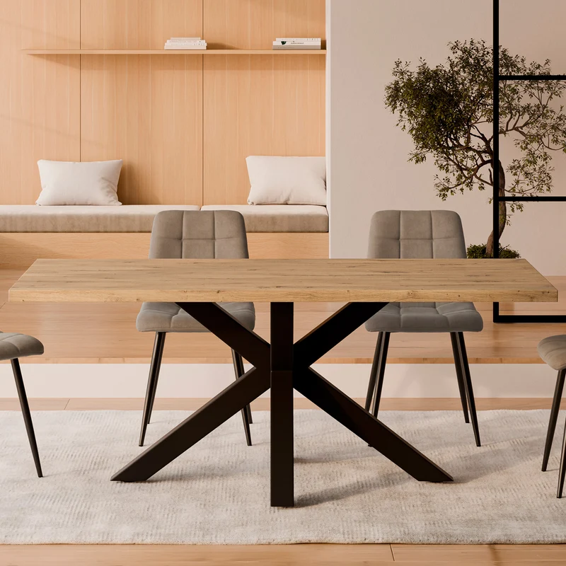 Mesa de comedor Sandy natural y negro 140 cm rectangular