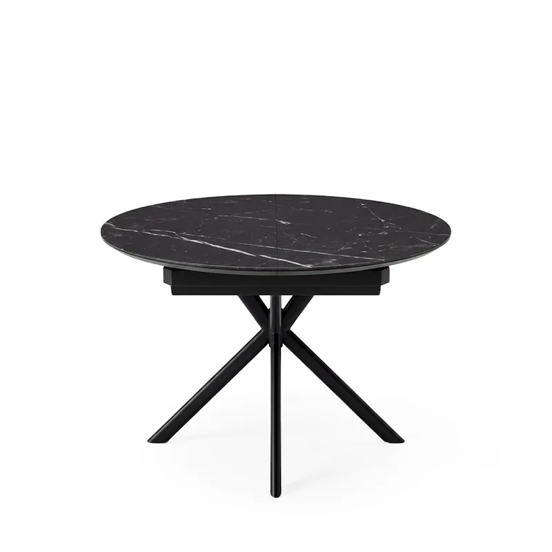 Mesa de comedor Suvi porcelánico negro y negro Ø 100 cm redonda extensible