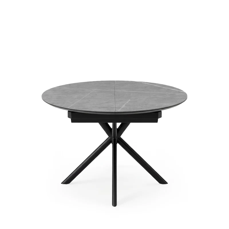 Mesa de comedor Suvi porcelánico gris y negro Ø 100 cm redonda extensible