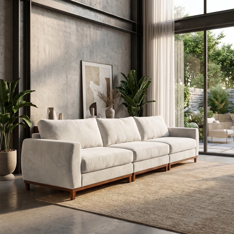 Sofá 3 Cuerpos Adesso Single Tela Beige - 3.60m a Confección