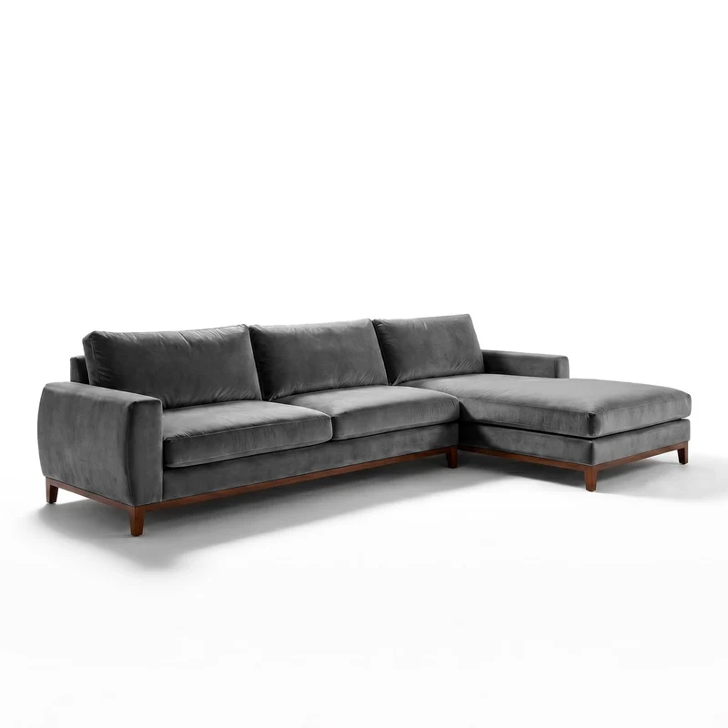 Sofá Seccional 3 Cuerpos Adesso con Chaise Longue Derecho Tela Gris Oscuro - 2.70m a Confección