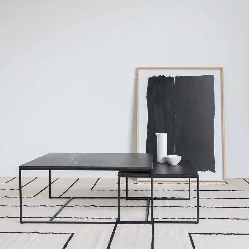 Mesa de centro de cerámica - Miles - Cerámica negra - 55×55×35cm