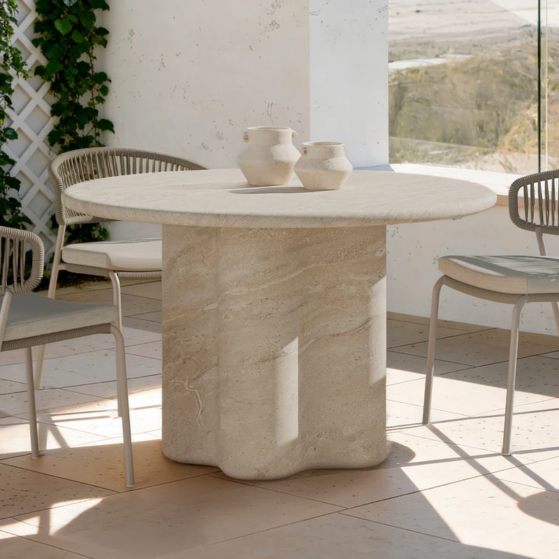 Mesa de comedor Michelle mármol travertino Ø 120 cm redonda