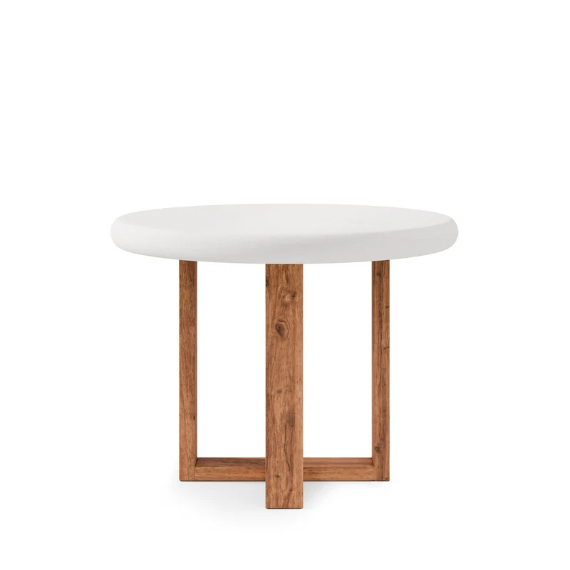 Mesa de comedor Violette blanco y roble Ø 100 cm redonda fija