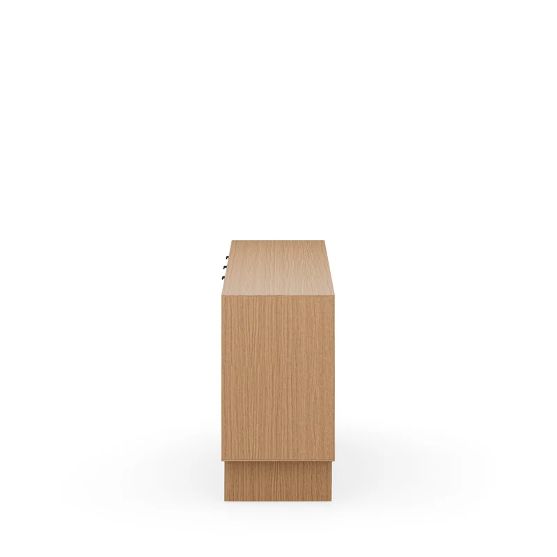 Aparador Tulsa roble 200 cm con patas de madera, 2 puertas y 3 cajones