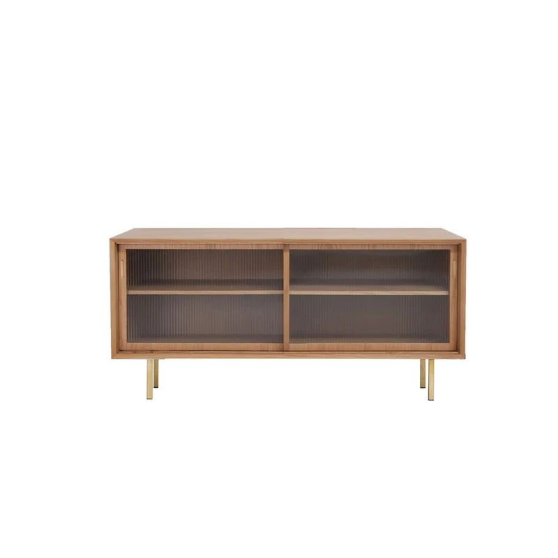Aparador Sanchez - Roble Natural - 150 cm - Puertas de cristal