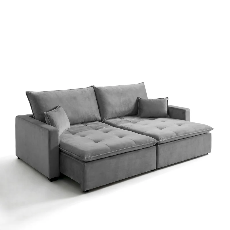 Sofá Cama 2 Cuerpos Napoli Tela Gris Oscuro - 2.40m a Confección