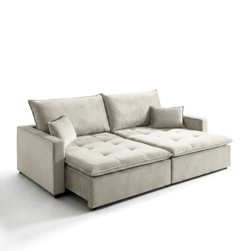 Sofá Cama 2 Cuerpos Napoli Tela Beige - 2.00m a Confección