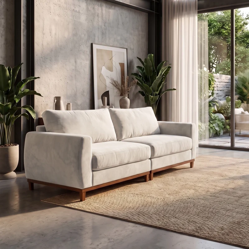 Sofá 2 Cuerpos Adesso Single Tela Beige - 2.30m a Confección