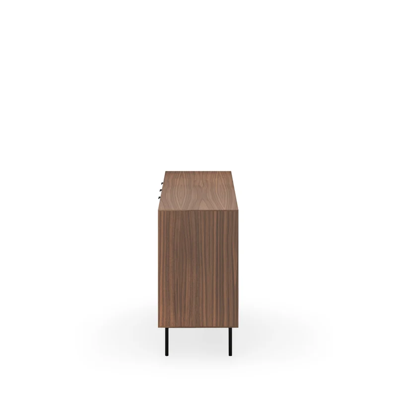 Aparador Tulsa nogal 160 cm con patas metálicas, 2 puertas y 3 cajones