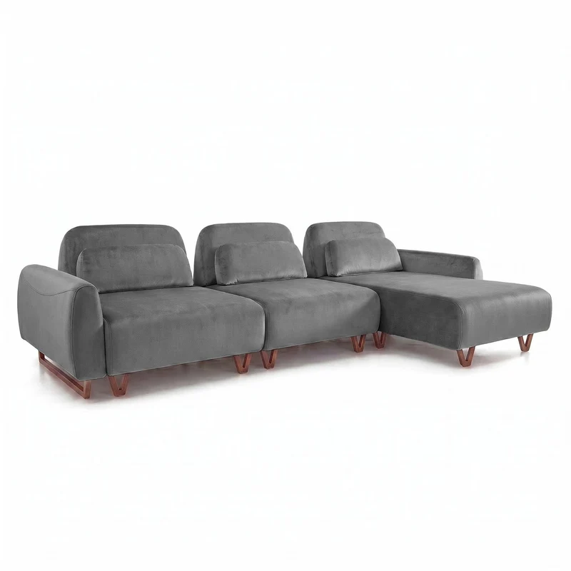 Sofá 3 cuerpos Laguna con Chaise Derecho Tela Gris oscuro - 3.38x1.38m a Confección