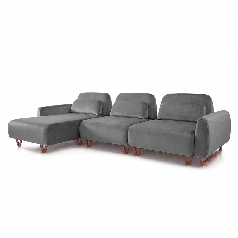 Sofá 3 cuerpos Laguna con Chaise Izquierdo Tela Gris oscuro - 3.38x1.38m a Confección