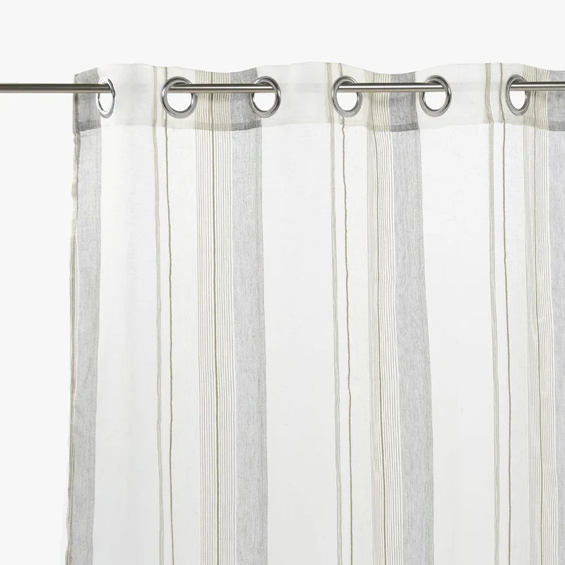 Cortinado Transparente Riscas Cinza e Natural SANDSTONE