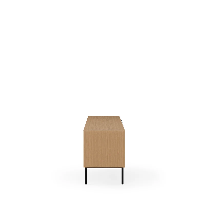 Mueble TV Tulsa roble 160 cm con puertas y cajones, patas metálicas