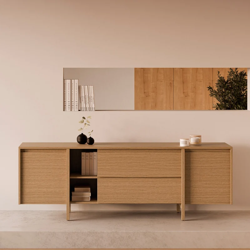 Mueble TV Pacific roble 180 cm con cajones